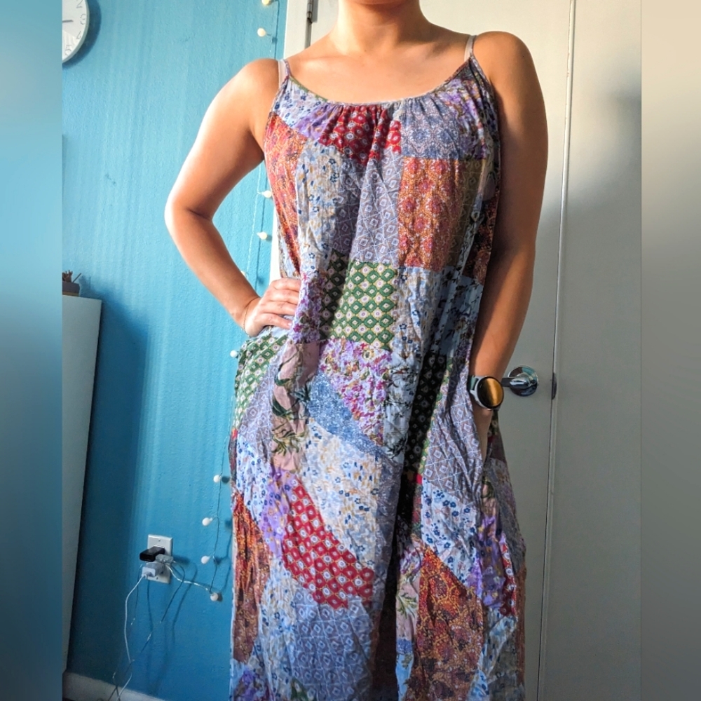 Patchwork Print Bohemian Boho Maxi - image 1
